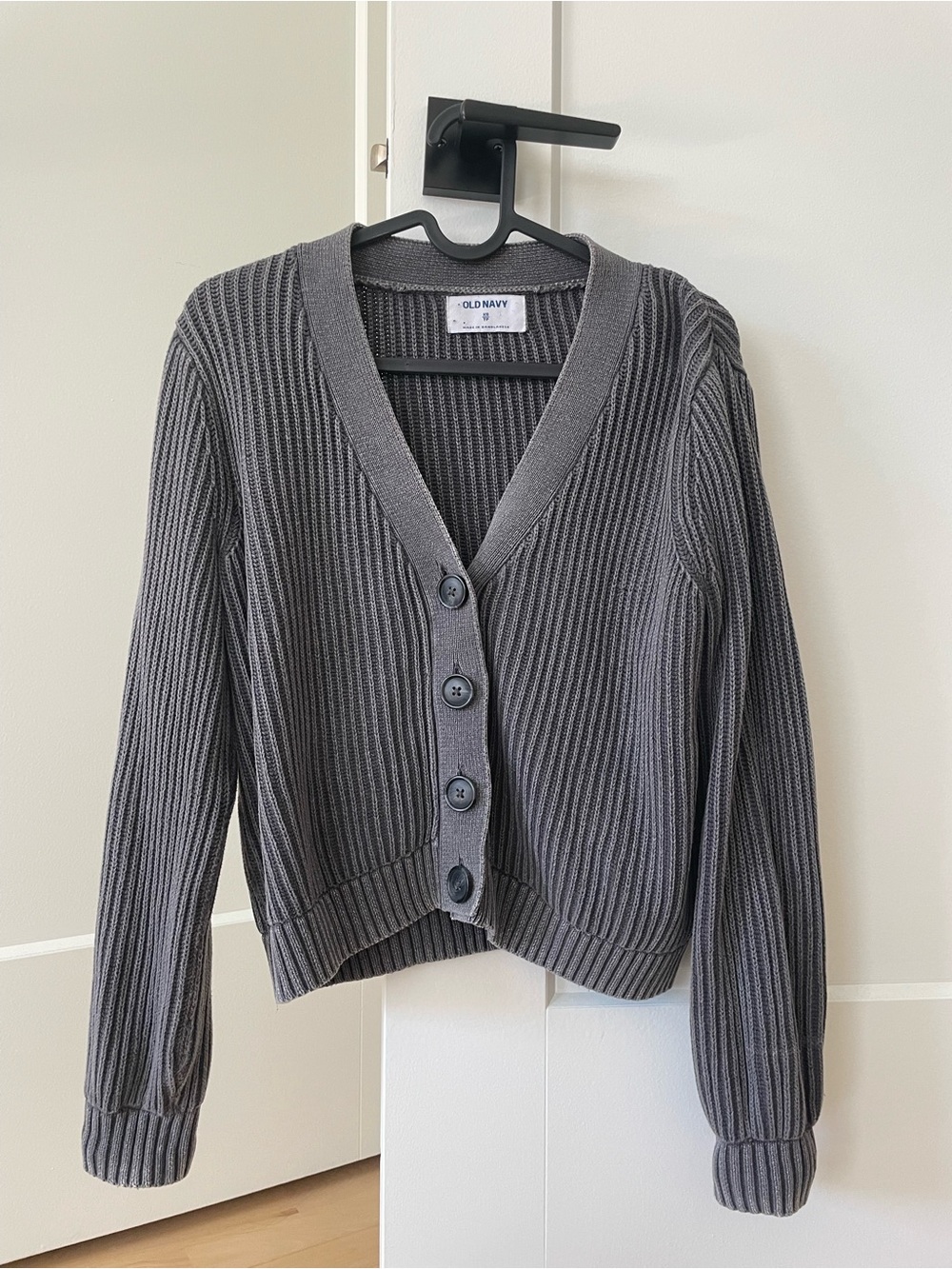 Old Navy Women's Ribbed Button-Front Cardigan Sweater - Ash gray XS